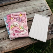 Unick Color 3D Başlıklı Kedi Üstten Spiralli Defter - 1