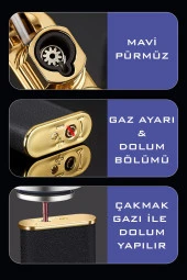 Siyah Ejderha Alevli Gazlı Pürmüzlü Lüx Çakmak BMCTMSHR01 thumbnail 7