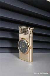 Silvio Monetti Altın Özel Tasarım Kapaklı Saatli Model Gazlı Çakmak 24CSM807BMR02 thumbnail 2