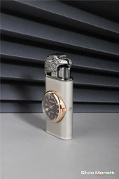 Silvio Monetti Gümüş Özel Tasarım Kapaklı Saatli Model Gazlı Çakmak 24CSM809MR02 thumbnail 2