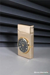 Silvio Monetti Altın Özel Tasarım Kapaklı Saatli Model Gazlı Çakmak 24CSM810MDZR02 thumbnail 2