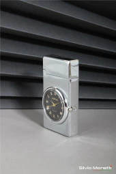 Silvio Monetti Gümüş Özel Tasarım Kapaklı Saatli Model Gazlı Çakmak 24CSM810MDZR03 thumbnail 2
