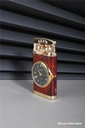 Silvio Monetti Bordo Özel Tasarım Kapaklı Saatli Model Gazlı Çakmak 24CSM811MR03 thumbnail 2