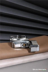 Silvio Monetti Gümüş Özel Tasarım Kapaklı Saatli Model Gazlı Çakmak 24CSM810MTRR02 thumbnail 5