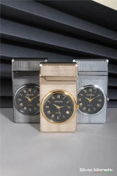 Silvio Monetti Gümüş Özel Tasarım Kapaklı Saatli Model Gazlı Çakmak 24CSM810MTRR02 thumbnail 6