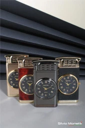 Silvio Monetti Siyah Özel Tasarım Kapaklı Saatli Model Gazlı Çakmak 24CSM807BMR04 thumbnail 6