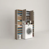 Kenzlife çamaşır makinesi dolabı sinemmaksduble crd 180*126*30 banyo kapaklı arkalıklı raflı thumbnail 2