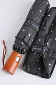 Marlux Siyah Krem Benekli Ahşap Saplı Tam Otomatik Premium Lüks Kadın Şemsiye M21MAR1002LR009 thumbnail 2