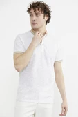 Slim Fit Polo Yaka Desenli Tişört - Sütlü Kahve - 3