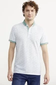 Slim Fit Polo Yaka Desenli Tişört - Yeşil - 1