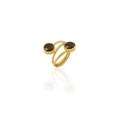 Kadir Jewellery 22 Ayar Altın Kaplama Zirkon Taşlı Ayarlanabilir Renkli Taşlı Yüzük thumbnail 4