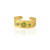 Kadir Jewellery 22 Ayar Altın Kaplama El İşçiliği Zirkon Taşlı Kadın Kelepçe Bilezik - 1
