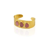 Kadir Jewellery 22 Ayar Altın Kaplama El İşçiliği Zirkon Taşlı Kadın Kelepçe Bilezik thumbnail 6