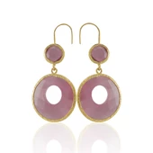 Kadir Jewellery 22 Ayar Altın Kaplama Kadın Taşlı Küpe -El İşçiliği Ve Hipoalerjenik Küpe - 6