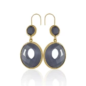 Kadir Jewellery 22 Ayar Altın Kaplama Kadın Taşlı Küpe -El İşçiliği Ve Hipoalerjenik Küpe - 11