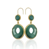 Kadir Jewellery 22 Ayar Altın Kaplama Kadın Taşlı Küpe -El İşçiliği Ve Hipoalerjenik Küpe - 2