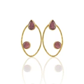 Kadir Jewellery 22 Ayar Altın Kaplama Geometrik Küpe -El İşçiliği Ve Hipoalerjenik Küpe - 6