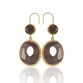 Kadir Jewellery 22 Ayar Altın Kaplama Kadın Taşlı Küpe -El İşçiliği Ve Hipoalerjenik Küpe - 1