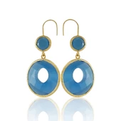 Kadir Jewellery 22 Ayar Altın Kaplama Kadın Taşlı Küpe -El İşçiliği Ve Hipoalerjenik Küpe - 10