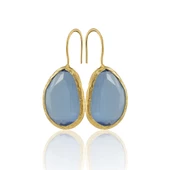 Kadir Jewellery 22 Ayar Altın Kaplama Fosil Taşlı Küpe -El İşçiliği Ve Hipoalerjenik Küpe thumbnail 12