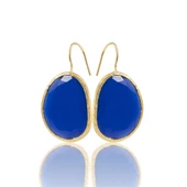 Kadir Jewellery 22 Ayar Altın Kaplama Fosil Taşlı Küpe -El İşçiliği Ve Hipoalerjenik Küpe - 9