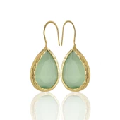 Kadir Jewellery 22 Ayar Altın Kaplama Damla Taşlı Küpe -El İşçiliği Ve Hipoalerjenik Küpe - 4