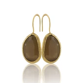 Kadir Jewellery 22 Ayar Altın Kaplama Fosil Taşlı Küpe -El İşçiliği Ve Hipoalerjenik Küpe thumbnail 5