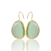 Kadir Jewellery 22 Ayar Altın Kaplama Fosil Taşlı Küpe -El İşçiliği Ve Hipoalerjenik Küpe - 4