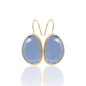 Kadir Jewellery 22 Ayar Altın Kaplama Fosil Taşlı Küpe -El İşçiliği Ve Hipoalerjenik Küpe - 12