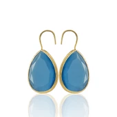 Kadir Jewellery 22 Ayar Altın Kaplama Damla Taşlı Küpe -El İşçiliği Ve Hipoalerjenik Küpe thumbnail 10