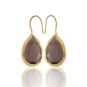 Kadir Jewellery 22 Ayar Altın Kaplama Damla Taşlı Küpe -El İşçiliği Ve Hipoalerjenik Küpe - 7
