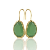 Kadir Jewellery 22 Ayar Altın Kaplama Fosil Taşlı Küpe -El İşçiliği Ve Hipoalerjenik Küpe thumbnail 3