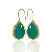 Kadir Jewellery 22 Ayar Altın Kaplama Damla Taşlı Küpe -El İşçiliği Ve Hipoalerjenik Küpe - 2