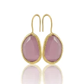 Kadir Jewellery 22 Ayar Altın Kaplama Fosil Taşlı Küpe -El İşçiliği Ve Hipoalerjenik Küpe thumbnail 6