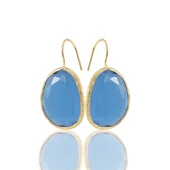 Kadir Jewellery 22 Ayar Altın Kaplama Fosil Taşlı Küpe -El İşçiliği Ve Hipoalerjenik Küpe - 10