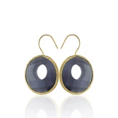 Kadir Jewellery 22 Ayar Altın Kaplama Kadın Taşlı Küpe -El İşçiliği Ve Hipoalerjenik Küpe - 11