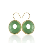 Kadir Jewellery 22 Ayar Altın Kaplama Kadın Taşlı Küpe -El İşçiliği Ve Hipoalerjenik Küpe - 3