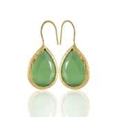 Kadir Jewellery 22 Ayar Altın Kaplama Damla Taşlı Küpe -El İşçiliği Ve Hipoalerjenik Küpe - 3