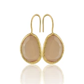 Kadir Jewellery 22 Ayar Altın Kaplama Fosil Taşlı Küpe -El İşçiliği Ve Hipoalerjenik Küpe thumbnail 7