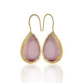 Kadir Jewellery 22 Ayar Altın Kaplama Damla Taşlı Küpe -El İşçiliği Ve Hipoalerjenik Küpe - 5