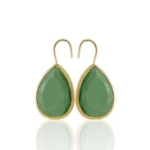 Kadir Jewellery 22 Ayar Altın Kaplama Damla Taşlı Küpe -El İşçiliği Ve Hipoalerjenik Küpe thumbnail 3