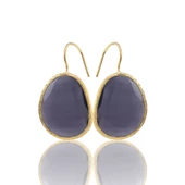 Kadir Jewellery 22 Ayar Altın Kaplama Fosil Taşlı Küpe -El İşçiliği Ve Hipoalerjenik Küpe - 11