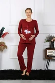 Kadın Uzun Kol Hamile Lohusa Pijama Takımı Bordo 45501 - 5