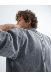 Oversize Kot Ceket Kısa Kollu Cep Detaylı Çıtçıt Düğmeli - 1