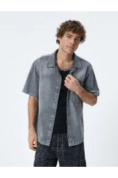 Oversize Kot Ceket Kısa Kollu Cep Detaylı Çıtçıt Düğmeli - 3