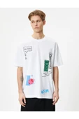 Oversize Tişört Slogan Baskılı Bisiklet Yaka Kısa Kollu - 2