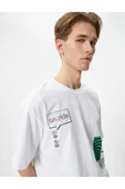 Oversize Tişört Slogan Baskılı Bisiklet Yaka Kısa Kollu - 3