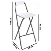 eportatif Katlanır Sandalye Bar Taburesi Katlanır Koltuk Beyaz - 3
