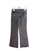 ELEYSA 6751 YÜKSEK BEL TİVSİTMELİ İSPANYOL PAÇA KIZ ÇOCUK KOT PANTOLON - 1