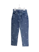 ELEYSA 6822 YÜKSEK BEL GENİŞ KALIP KIZ ÇOCUK KOT PANTOLON - 1